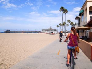 cyclists on beachfront path